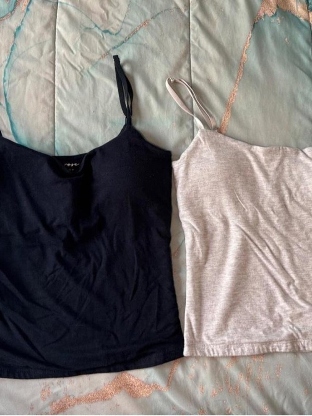 Set of gray and navy tanks with built in bra pads from  Pink Rose- Size S